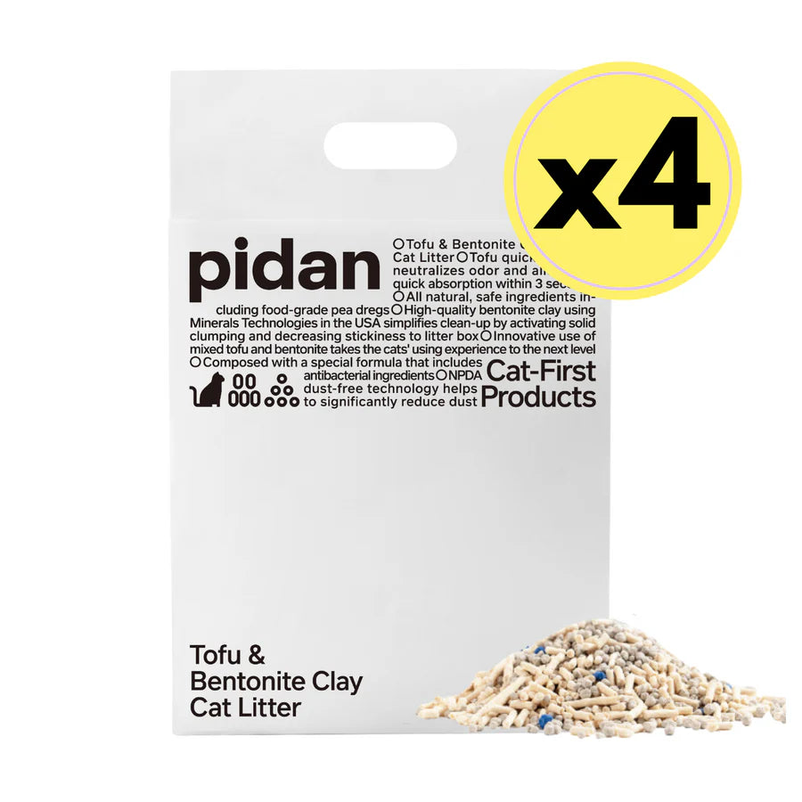 pidan Cat Litter Tofu & Bentonite | 2.4kg per Bag - 4 Bag Bundle