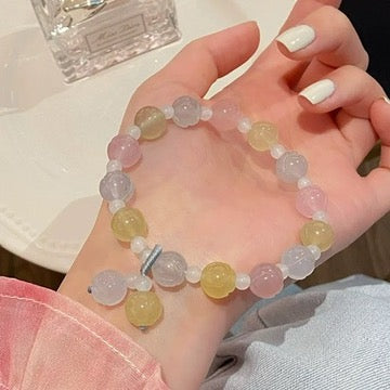 香积寺马卡龙金丝玉莲花手链 Xiangji Temple Macaron Golden Jade Lotus Bracelet