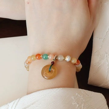 天然金丝玉平安扣手链 Golden Jade Peace Bracelet