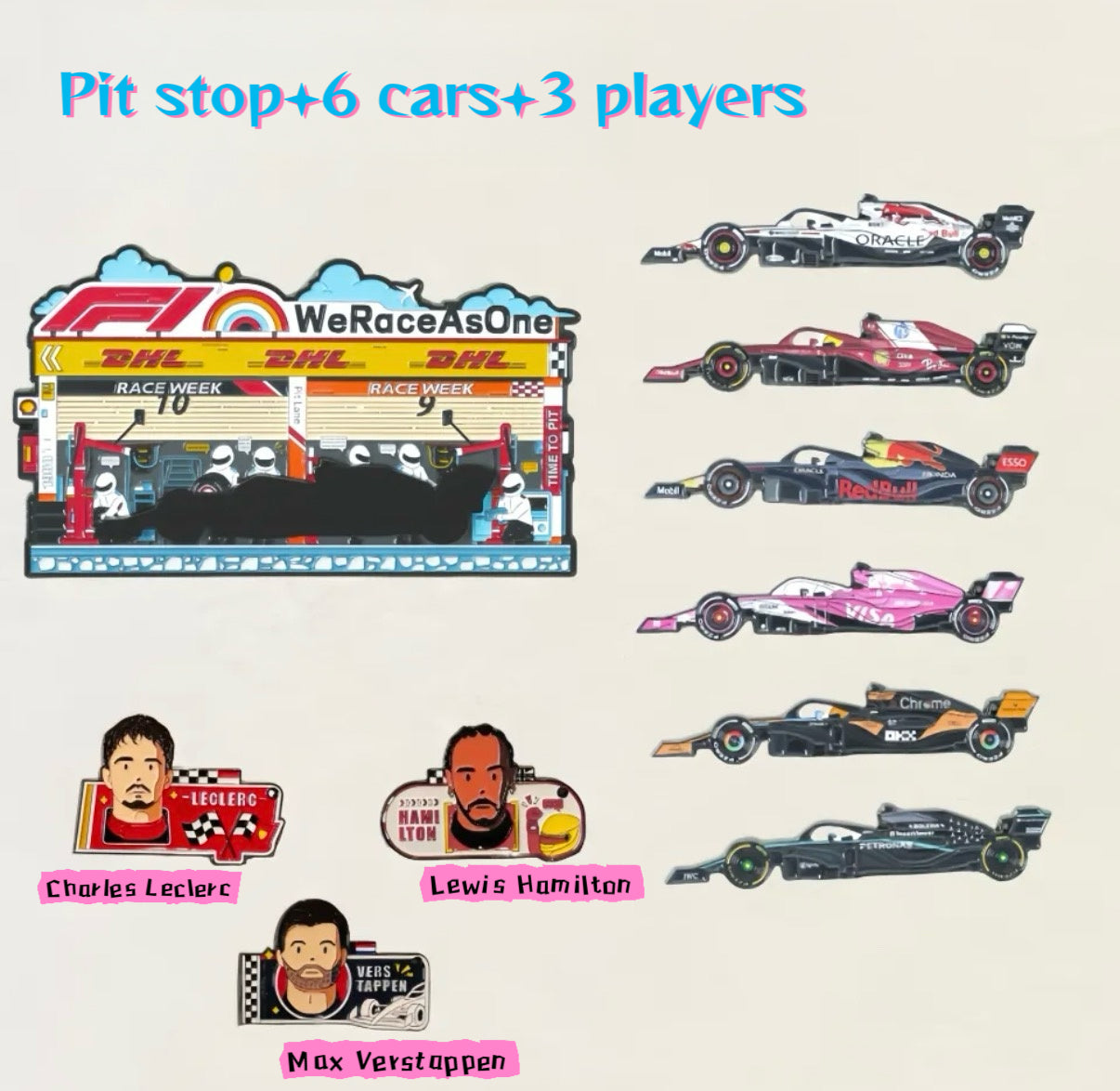 F1 Racing Grandstand& Pit Stop Diorama Set-Complete Scene with Cars & Players