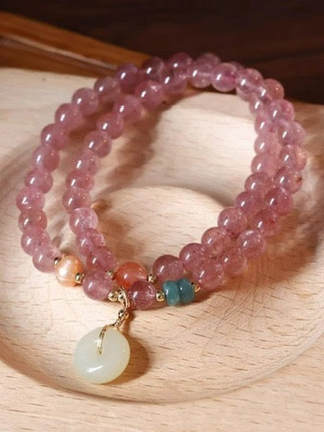 双圈草莓晶手链 Double-Strand Strawberry Quartz Bracelet