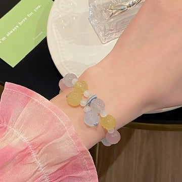 香积寺马卡龙金丝玉莲花手链 Xiangji Temple Macaron Golden Jade Lotus Bracelet