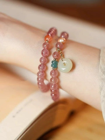 双圈草莓晶手链 Double-Strand Strawberry Quartz Bracelet