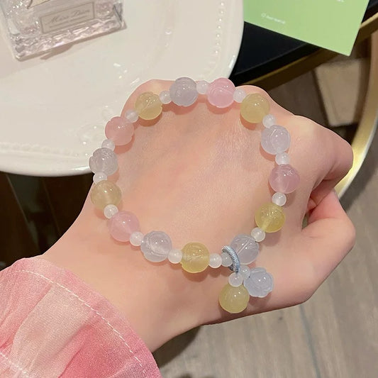 香积寺马卡龙金丝玉莲花手链 Xiangji Temple Macaron Golden Jade Lotus Bracelet