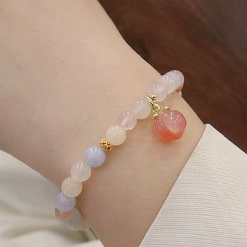 摩根石盐源桃子吊坠手链 Morganite with Peach Pendant Bracelet