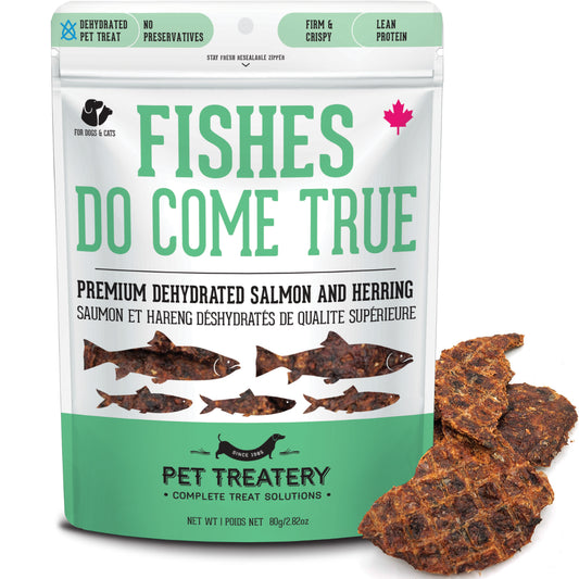 Premium Dehydrated Protein Wild Salmon & Herring Treat For Dogs & Cats 80g