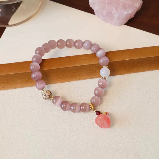 紫粉猫眼莲蓬手链 Purple Cat’s Eye Lotus Pod Bracelet