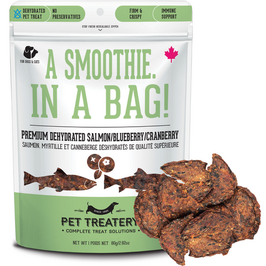 Premium Dehydrated Protein Salmon, Cranberry & Blueberry Treat For Dogs & Cats 80g